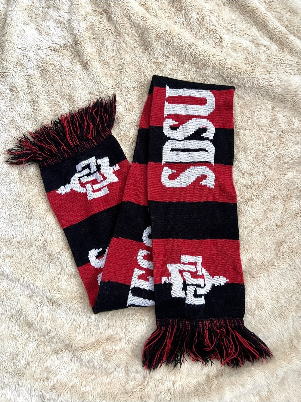 SDSU KIDS Black, Red, & White Stripe Scarf
